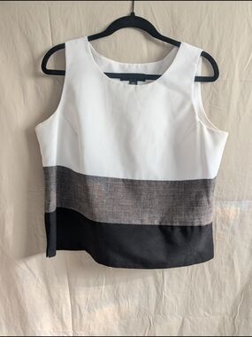 Sleeveless Colorblock Tank Top - White, Gray & Black